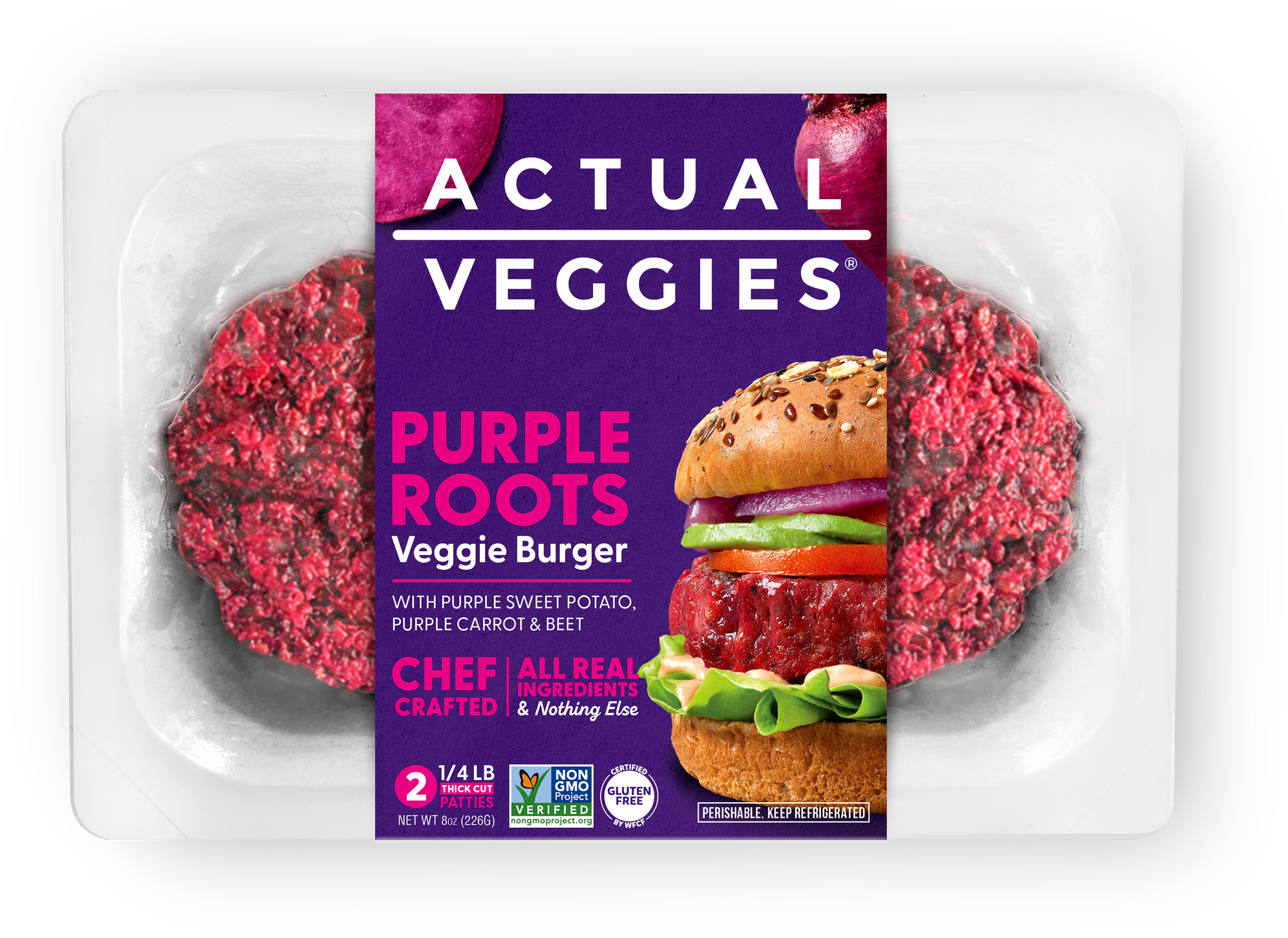 Purple Roots Veggie Burger- 8 Burgers Total