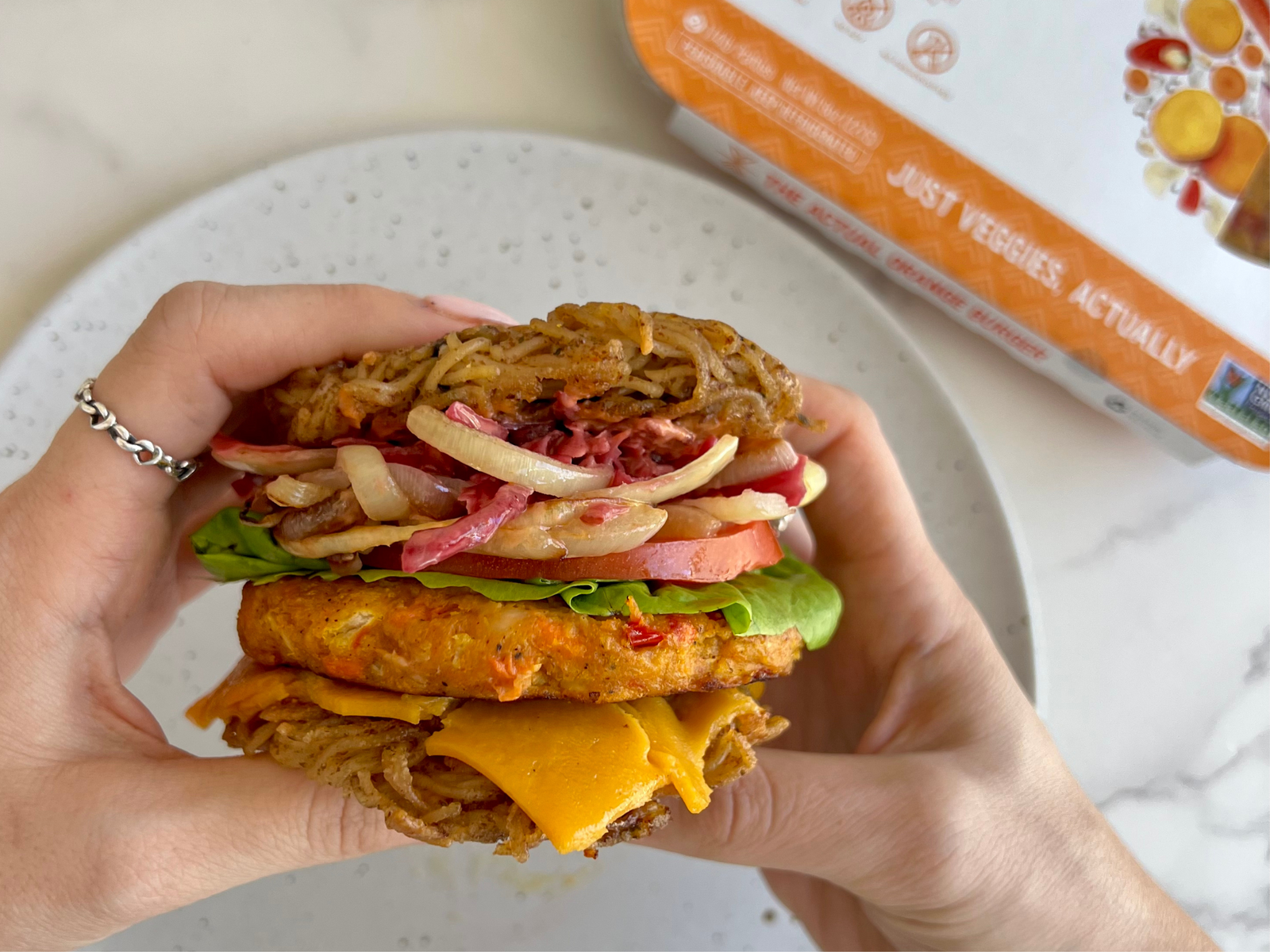 Ramen Bun Veggie Burger
