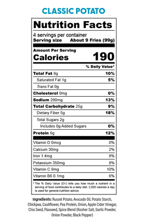 Classic Fries Nutrition Label
