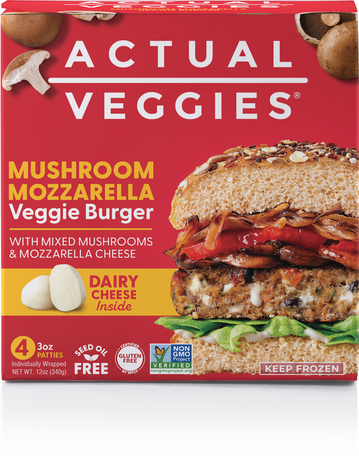 <p>MUSHROOM MOZZARELLA<br/>VEGGIE BURGER</p>