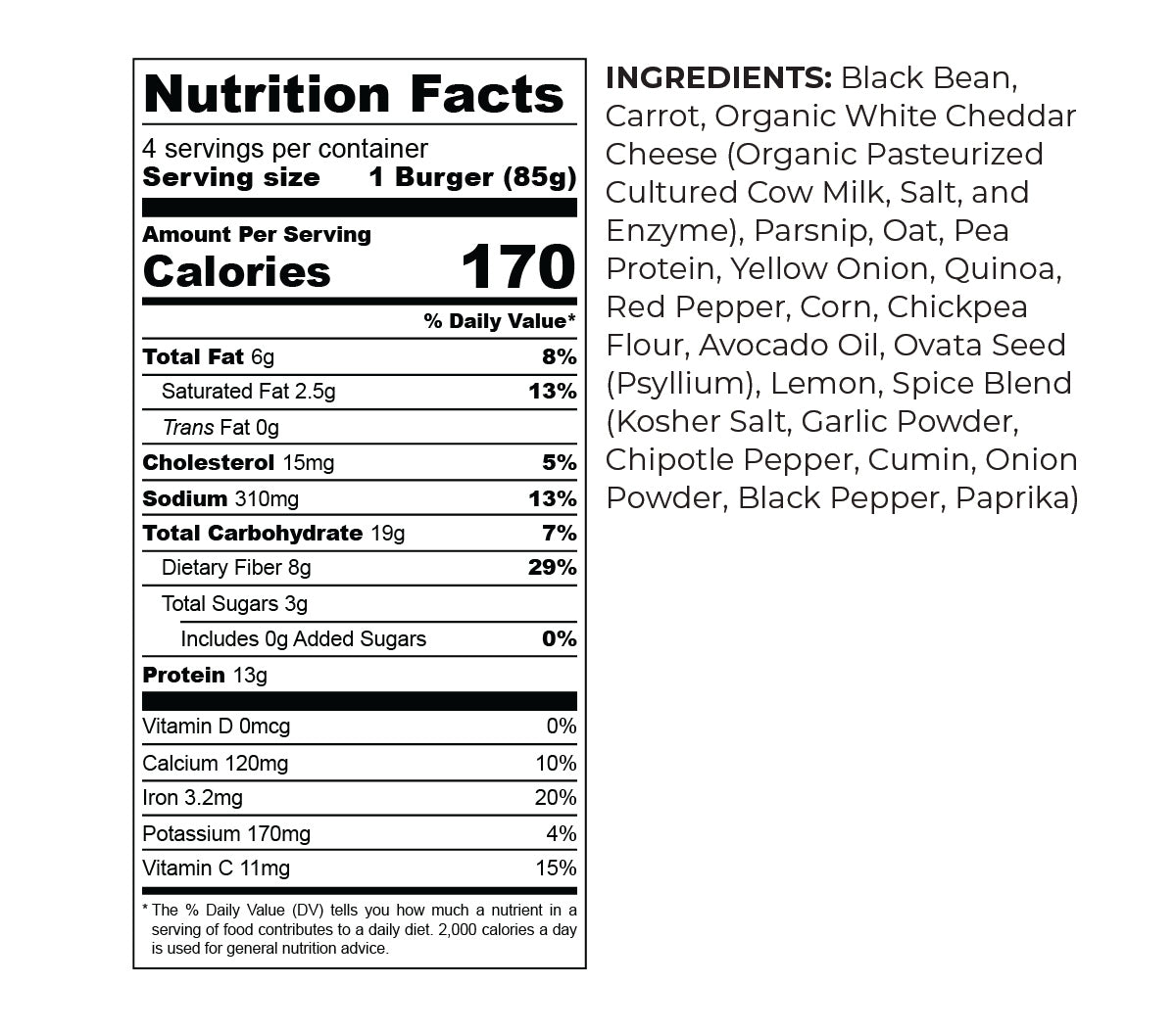 <p>BLACK BEAN CHEDDAR<br/>VEGGIE BURGER</p>