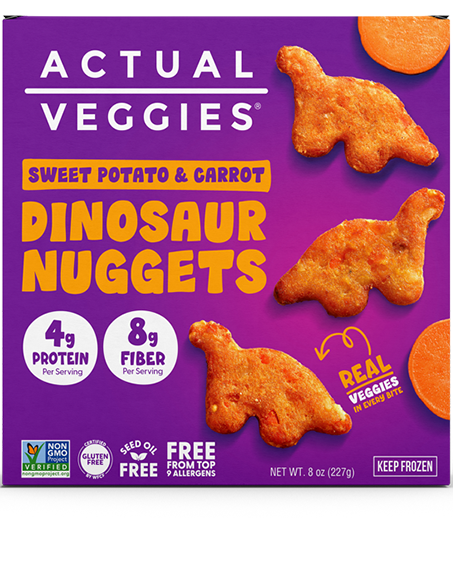 <p>Sweet Potato & Carrot Dinosaur Nuggets</p>
